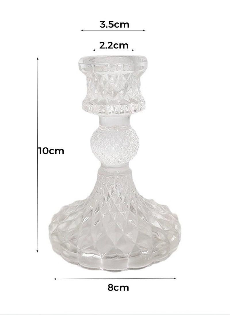 Vixplorn Clear Crystal Candle Holder Set of 2 pcs, Glass Candlestick Holder,  for Wedding Party Table Anniversary Dining Room Table Home Dinner Table Home Decor  - Image 2