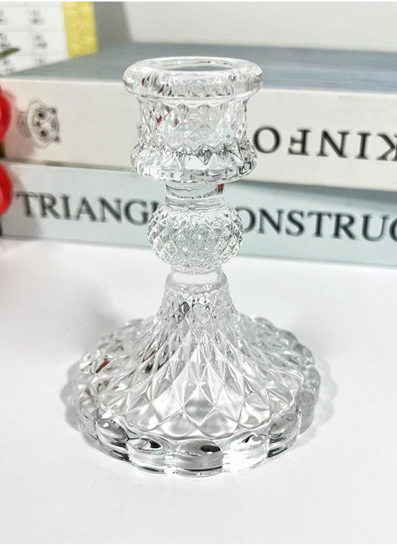 Vixplorn Clear Crystal Candle Holder Set of 2 pcs, Glass Candlestick Holder,  for Wedding Party Table Anniversary Dining Room Table Home Dinner Table Home Decor  - Image 5