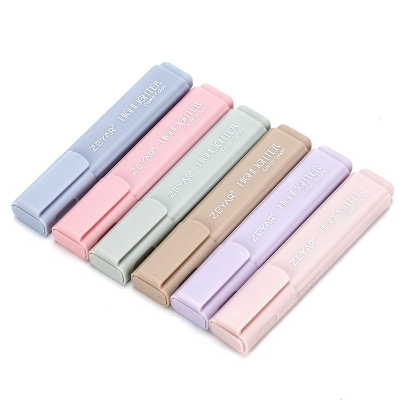 ZEYAR Highlighter Pen, Cream Colors Chisel Tip, Aesthetic Highlighter Marker, Water Based, Quick Dry, No Bleed, for Bible Study Notes School Office (6 Delight Colors) - Image 5