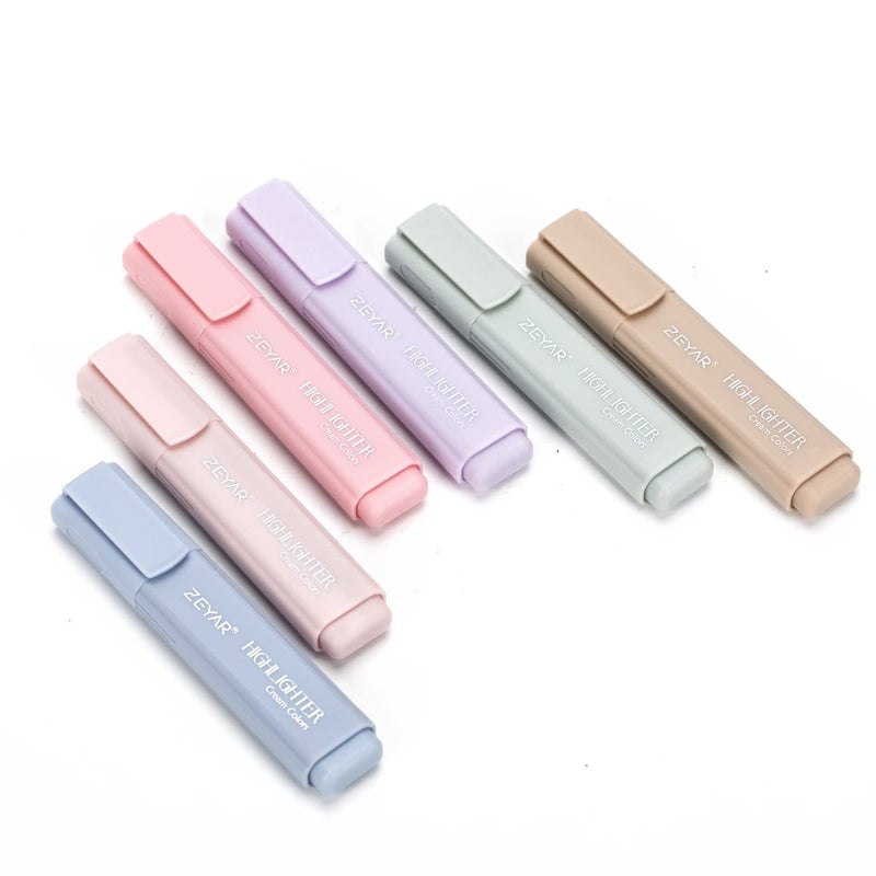 ZEYAR Highlighter Pen, Cream Colors Chisel Tip, Aesthetic Highlighter Marker, Water Based, Quick Dry, No Bleed, for Bible Study Notes School Office (6 Delight Colors) - Image 3