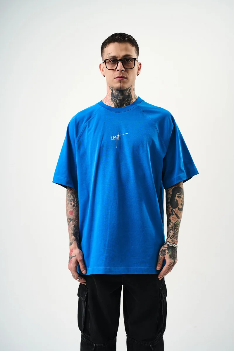RESPIRE Men's Eight Print Oversize T-Shirt, Blue