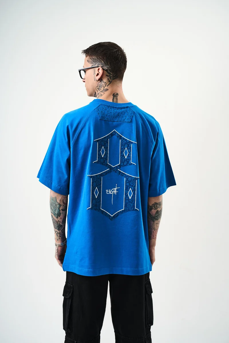 RESPIRE Men's Eight Print Oversize T-Shirt, Blue