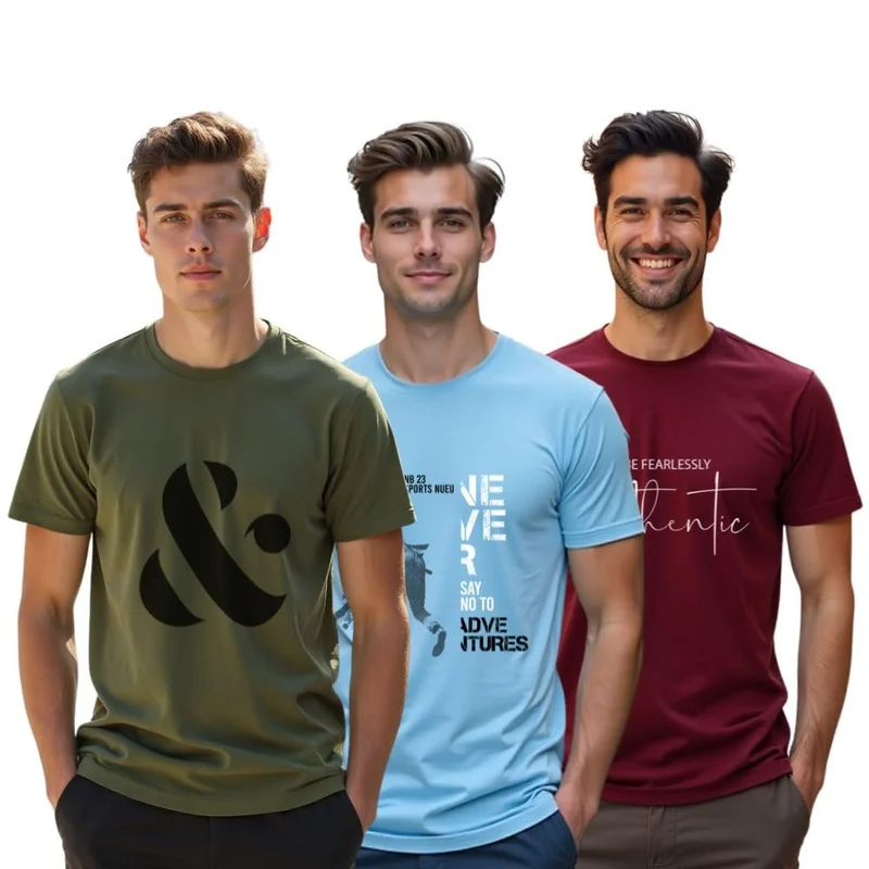 Men's Cotton Regular Fit T-Shirt - 3 Pack