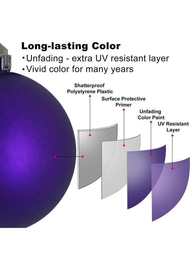جايم إكسل زينة شجرة عيد الميلاد من GameXcel، 24 كرة زينة لشجرة عيد الميلاد مقاومة للكسر، كرة متوسطة الحجم معلقة، أرجوانية، عبوة من 24 قطعة، 2.5 بوصة - Image 4