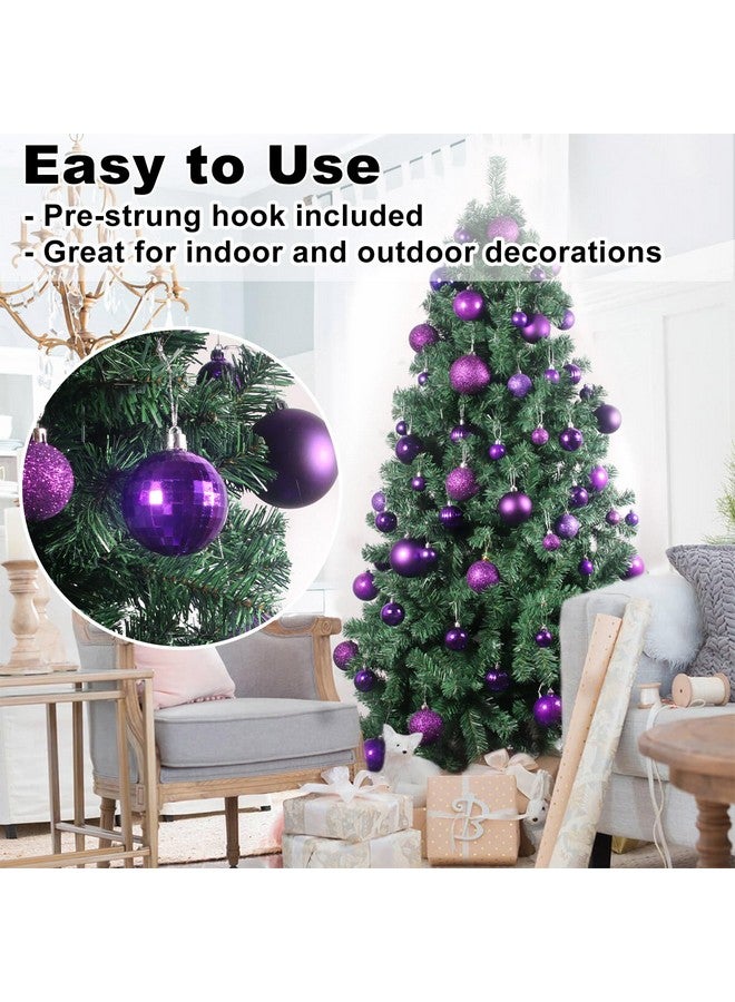 جايم إكسل زينة شجرة عيد الميلاد من GameXcel، 24 كرة زينة لشجرة عيد الميلاد مقاومة للكسر، كرة متوسطة الحجم معلقة، أرجوانية، عبوة من 24 قطعة، 2.5 بوصة - Image 5