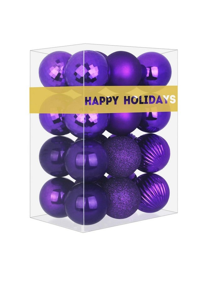 جايم إكسل زينة شجرة عيد الميلاد من GameXcel، 24 كرة زينة لشجرة عيد الميلاد مقاومة للكسر، كرة متوسطة الحجم معلقة، أرجوانية، عبوة من 24 قطعة، 2.5 بوصة - Image 1