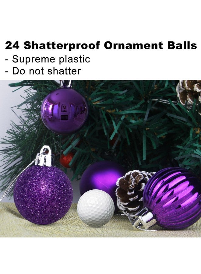 جايم إكسل زينة شجرة عيد الميلاد من GameXcel، 24 كرة زينة لشجرة عيد الميلاد مقاومة للكسر، كرة متوسطة الحجم معلقة، أرجوانية، عبوة من 24 قطعة، 2.5 بوصة - Image 3