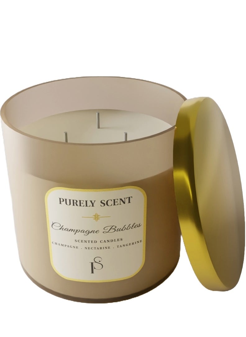 PURELY SCENT Champagne Bubbles Scented Candle for Home, Office, 100% Pure Soy Wax and Vegetable Wax, 92 Hours Burn Time, Fragrant Candles, Scented Candle for Aromatherapy, 14.1 Oz/400 Grams  - Image 1