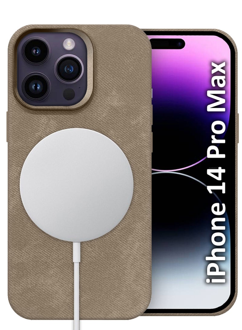 CATANES 2Packs iPhone 14 Pro Max Alcantara Case Cover Premium Quality Luxurious Soft Touch Protection with Metal Camera Frame with a 3D Screen Protector - Desert Titanium - Image 2