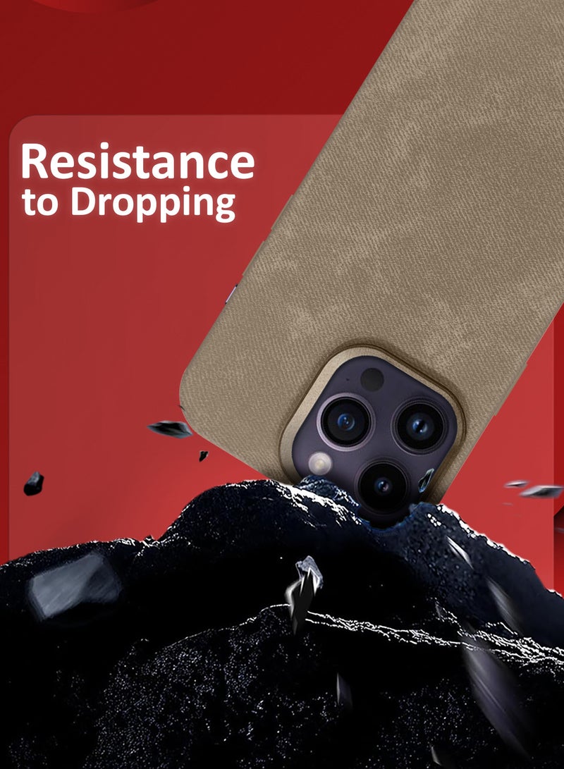 CATANES 2Packs iPhone 14 Pro Max Alcantara Case Cover Premium Quality Luxurious Soft Touch Protection with Metal Camera Frame with a 3D Screen Protector - Desert Titanium - Image 3