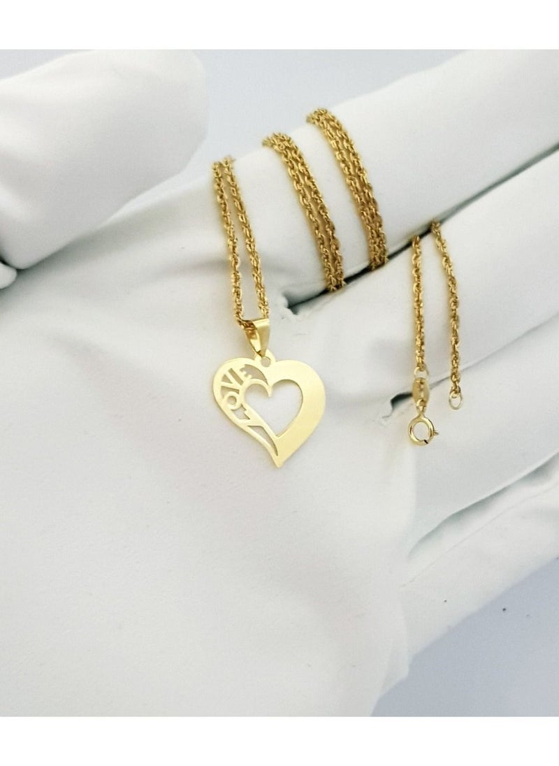 Hamsa.ae - 18K Pure Gold Heart Love Design Necklace - Image 1