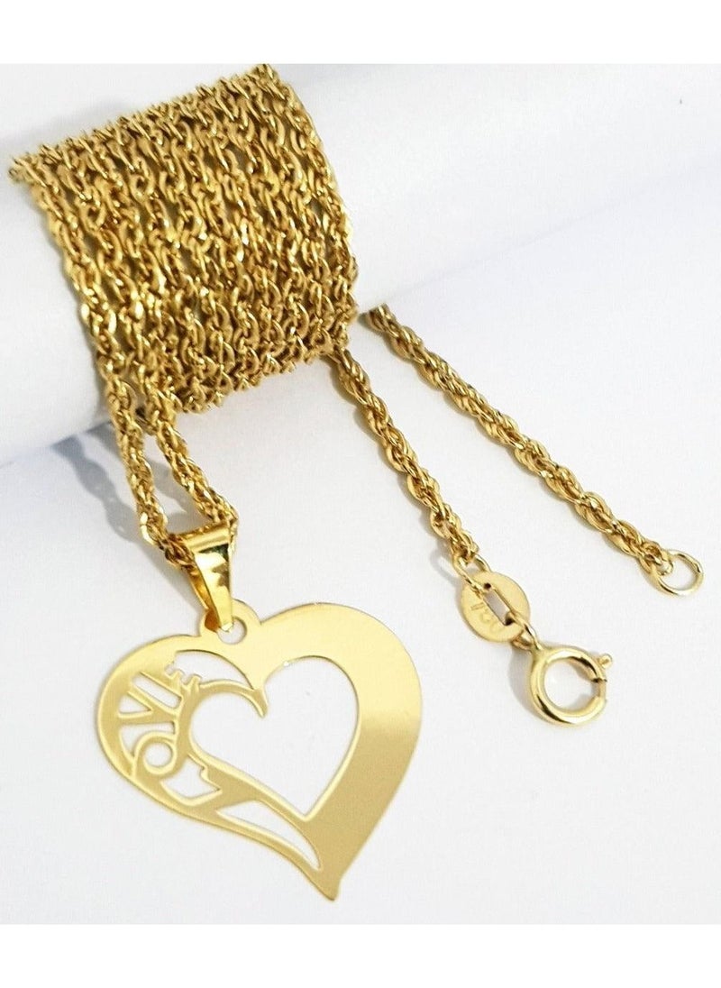 Hamsa.ae - 18K Pure Gold Heart Love Design Necklace - Image 1