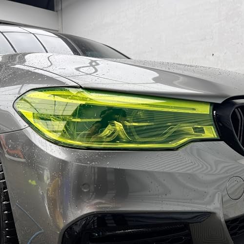 fangfei 12 by 48 inches Self Adhesive Auto Car Tint Headlight Taillight Fog Light Vinyl Smoke Film Sheet Sticker Cover (Fluorescent Yellow) - Image 4
