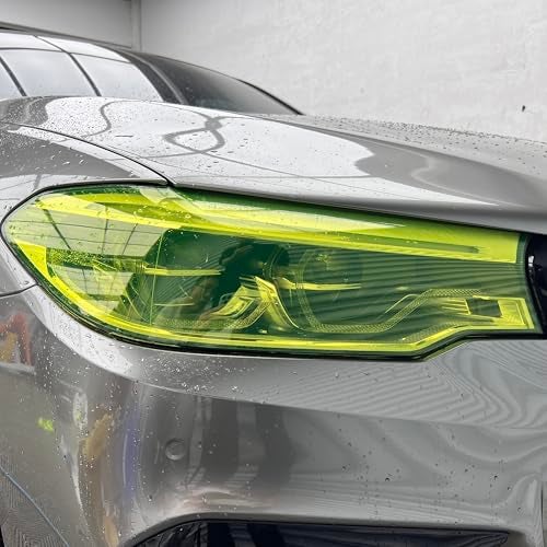 fangfei 12 by 48 inches Self Adhesive Auto Car Tint Headlight Taillight Fog Light Vinyl Smoke Film Sheet Sticker Cover (Fluorescent Yellow) - Image 2