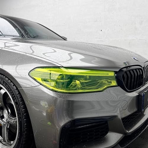 fangfei 12 by 48 inches Self Adhesive Auto Car Tint Headlight Taillight Fog Light Vinyl Smoke Film Sheet Sticker Cover (Fluorescent Yellow) - Image 3