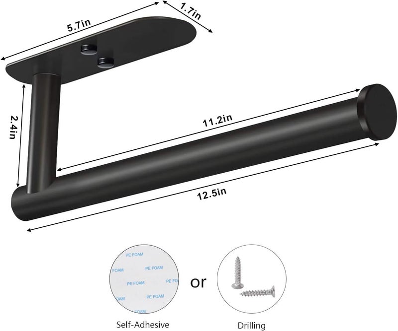 VAEHOLD Adhesive Paper Towel Holder Under Cabinet Wall Mount for Kitchen Paper Towel, Black Paper Towel Roll Holder Stick to Wall, SUS304 Stainless Steel（Black） - Image 3