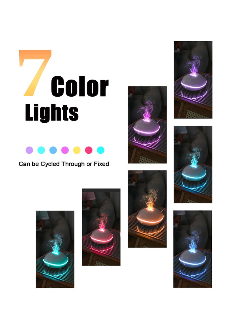Excefore - Flame Essential Oil Diffuser, Aromatherapy Essential Oil Diffuser, 200ML Ultrasonic Aromatherapy Mist Humidifier with Mute Design, Perfect for Office, Home, and Bedroom Ambiance (White) - Image 1