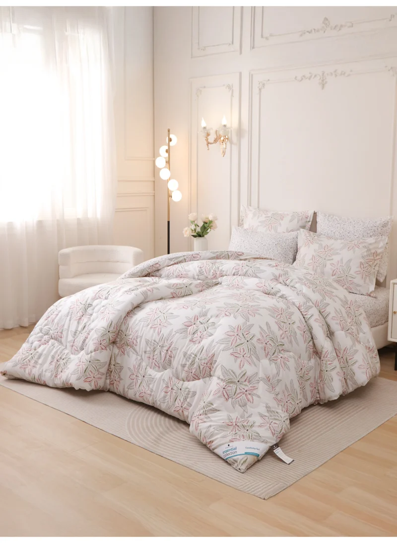 Donetella 6-Pcs Printed King Comforter Set | Fits 200x200 cm Size Bed | Soft Brushed Microfiber | Reversible Printed Comforter | 350 GSM Down Alternative Fill