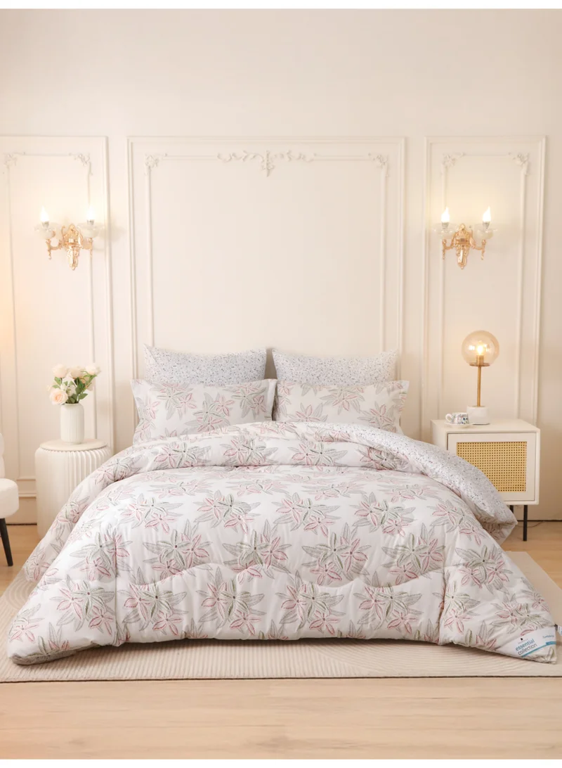 Donetella 6-Pcs Printed King Comforter Set | Fits 200x200 cm Size Bed | Soft Brushed Microfiber | Reversible Printed Comforter | 350 GSM Down Alternative Fill