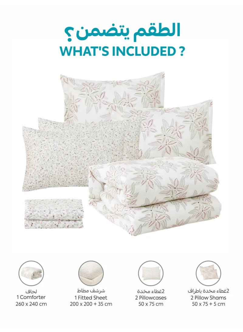 Donetella KING 6-Pcs Printed King Comforter Set | Fits 200x200 cm Size Bed | Soft Brushed Microfiber | Reversible Printed Comforter | 350 GSM Down Alternative Fill  | Best Price UAE