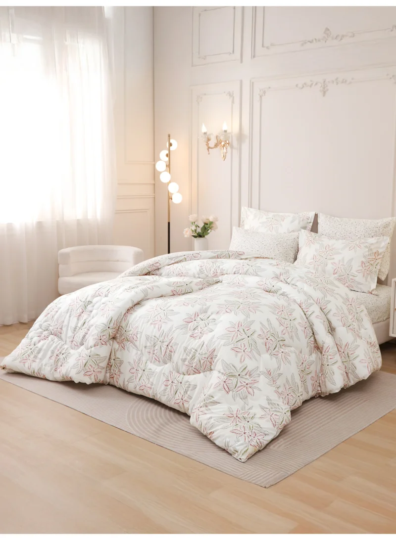 Donetella KING 6-Pcs Printed King Comforter Set | Fits 200x200 cm Size Bed | Soft Brushed Microfiber | Reversible Printed Comforter | 350 GSM Down Alternative Fill  | Best Price UAE