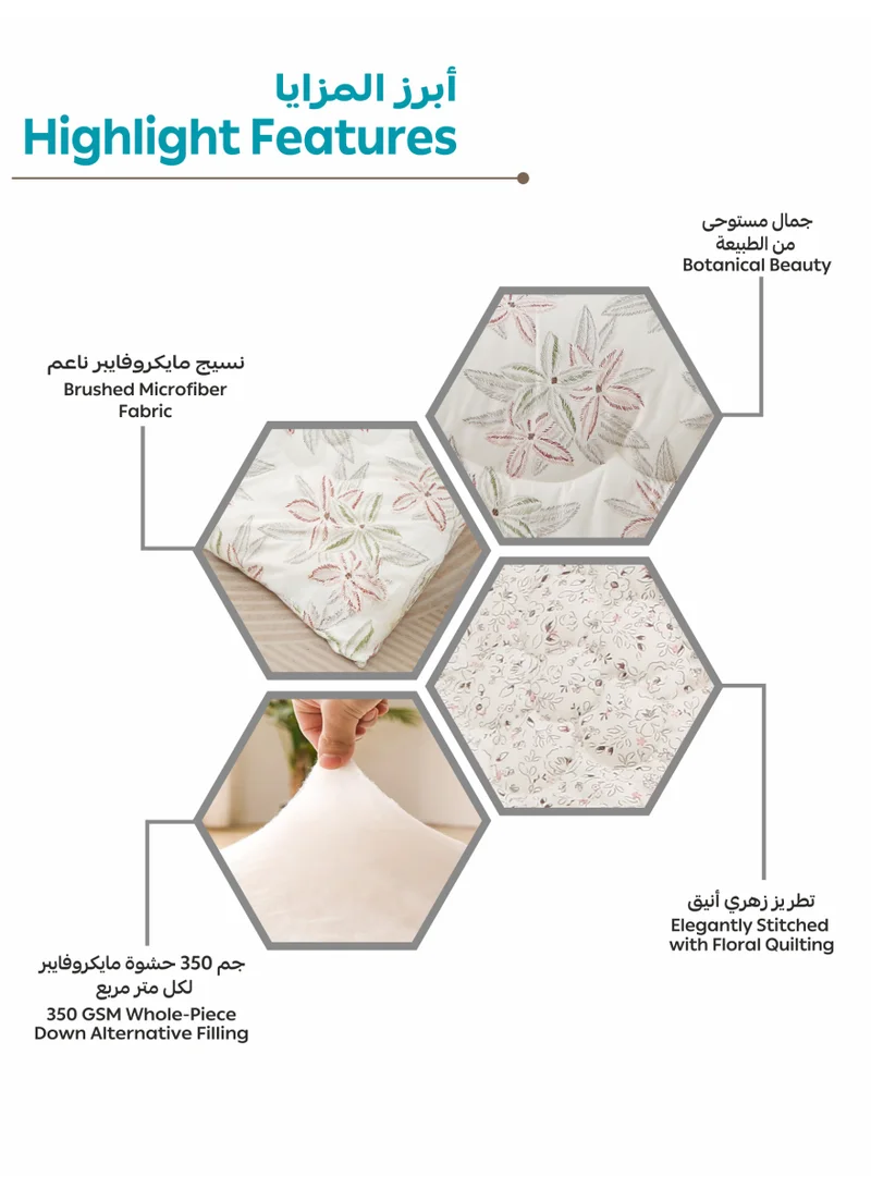 Donetella KING 6-Pcs Printed King Comforter Set | Fits 200x200 cm Size Bed | Soft Brushed Microfiber | Reversible Printed Comforter | 350 GSM Down Alternative Fill  | Best Price UAE