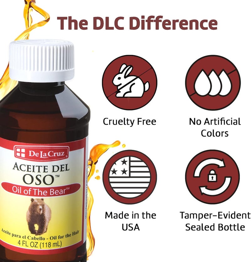 De La Cruz Oil of The Bear Hair Oil - 4 FL OZ (118 mL) - Image 5