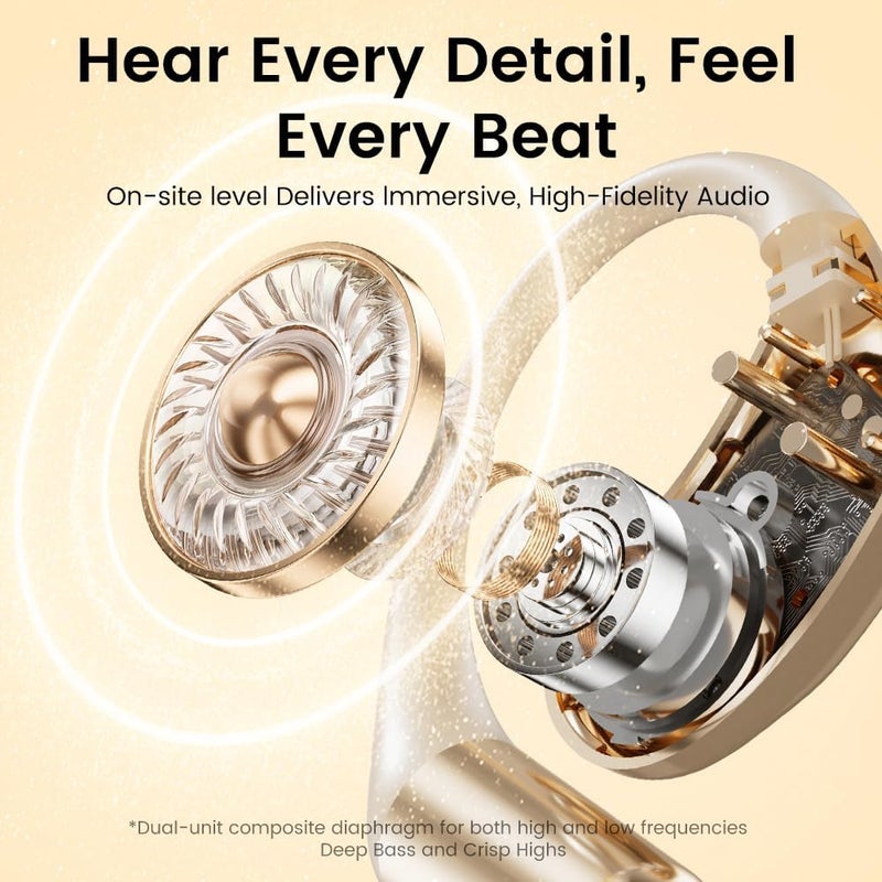 Jacuate Open Ear Wireless Bluetooth Headphones, Pain-Free Air Conduction Ear Buds with LED Digital Display Charging Case, 40H Playtime，Sweat Resistant for Running, Safe Driving, and Extended Daily Use - Image 3