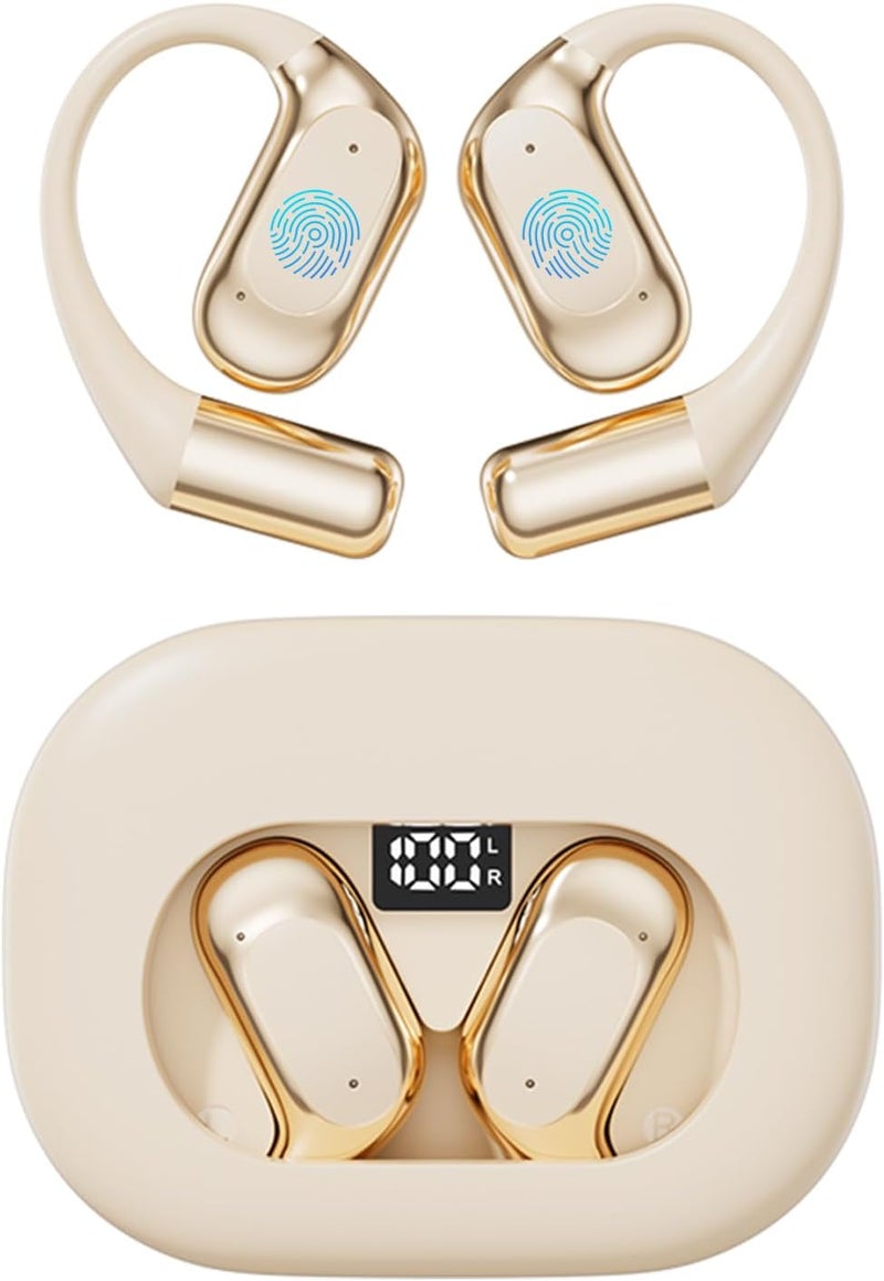 Jacuate Open Ear Wireless Bluetooth Headphones, Pain-Free Air Conduction Ear Buds with LED Digital Display Charging Case, 40H Playtime，Sweat Resistant for Running, Safe Driving, and Extended Daily Use - Image 1