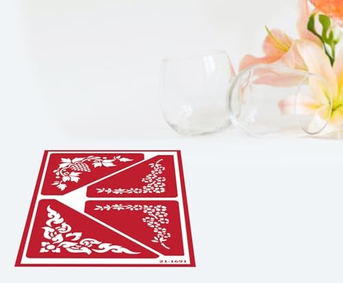 Trendzeen 2 Reusable Glass Etching Stencils - Victorian Corner, Ornate Border Themed Stencil - Vintage, Simple Modern, Classic Theme Design - Set Includes Brush - Image 3