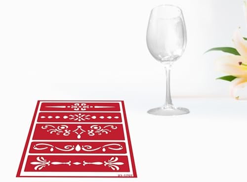 Trendzeen 2 Reusable Glass Etching Stencils - Victorian Corner, Ornate Border Themed Stencil - Vintage, Simple Modern, Classic Theme Design - Set Includes Brush - Image 4