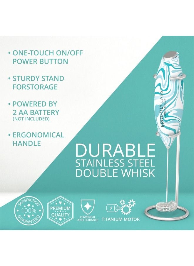 BRIGHTLY LABS - Titanium Motor-Milk Frother for Coffee is a Handheld Electric Whisk that doubles as a Milk Foamer, Mini Mixer, and Coffee Blender Ideal for preparing Frappes, Lattes, Matcha, and more, with Stand. - Image 1