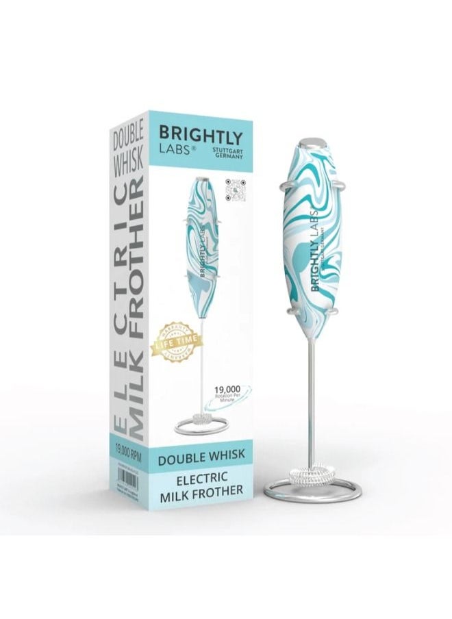 BRIGHTLY LABS - Titanium Motor-Milk Frother for Coffee is a Handheld Electric Whisk that doubles as a Milk Foamer, Mini Mixer, and Coffee Blender Ideal for preparing Frappes, Lattes, Matcha, and more, with Stand. - Image 1