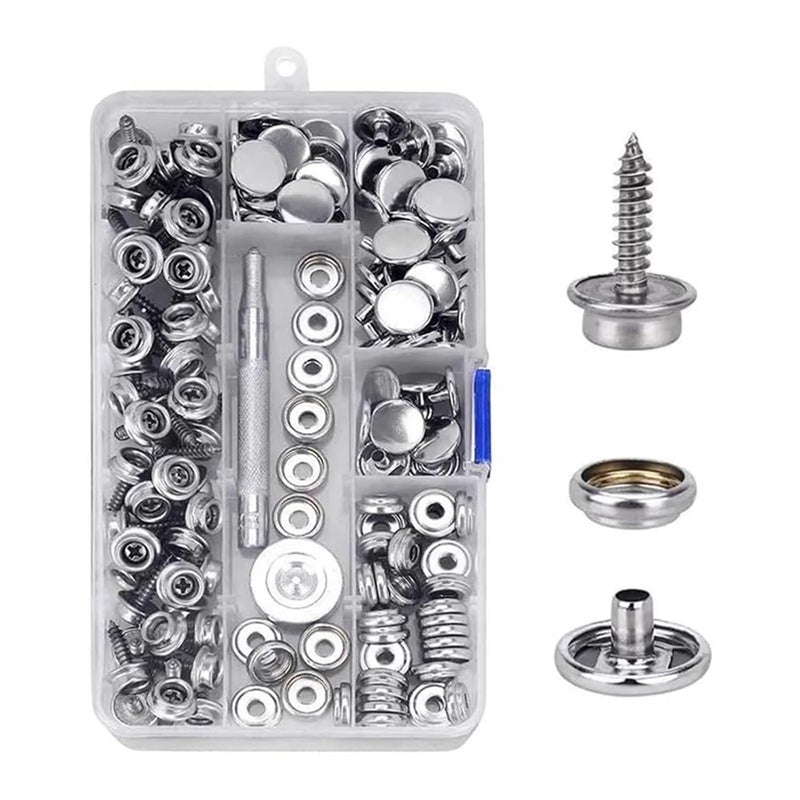 All user group compatible 50Sets Heavy Duty Snap Fasteners Kit Canvas,Screw Snaps,Boat Cover,Carpet with Setting Tool for Transit & use compatible - Image 1