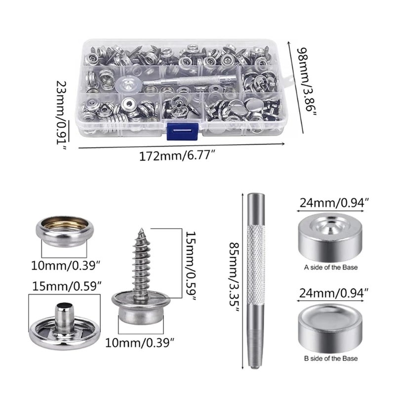 All user group compatible 50Sets Heavy Duty Snap Fasteners Kit Canvas,Screw Snaps,Boat Cover,Carpet with Setting Tool for Transit & use compatible - Image 2