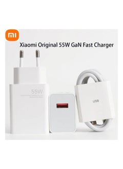 Xiaomi Mi 11 Charger 55W GaN Charger Adapter Quick Fast Charging Turbo Charge With 6A Type-C Cable For Xiaomi 11 /10 / 10 Lite Redmi Note 9 Pro 10 K40 30 Pro
