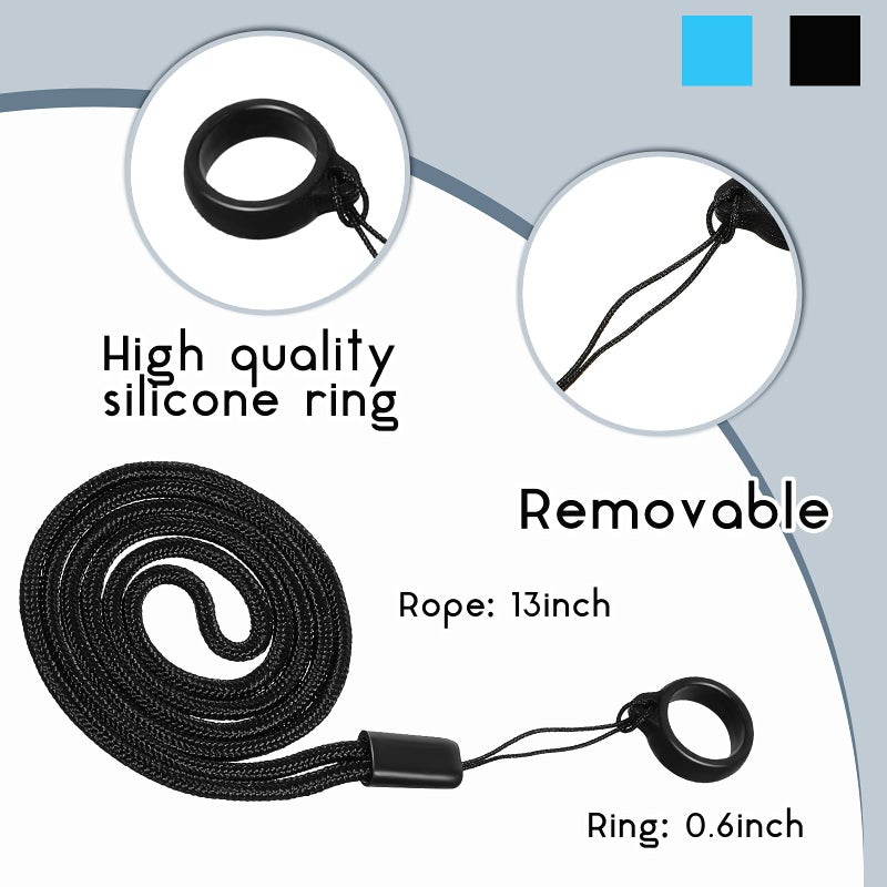 Shappy 14 Anti-Lost Necklace Lanyard Include 2 Neck Lanyard Strap with 12 Pieces Anti-Lost Silicone Rubber Ring Pen Silicone Lanyard Holder - Image 2