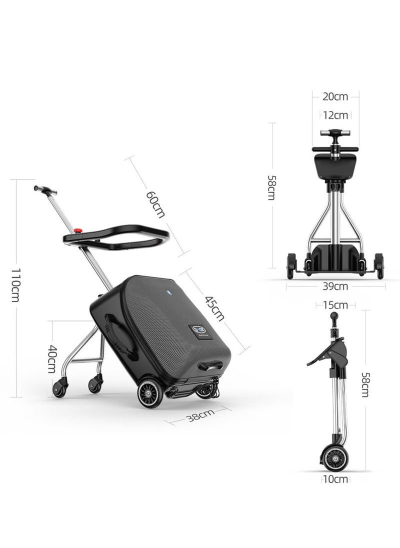 GoldenLike Kids Luggage,20" Kids Ride on Travel Suitcase with Child Seat,Children's Carry-On  Luggage with Detachable Trolley,3-in-1 Kids Trolley Case Ride-on Suitcase for Toddler Baby Travel Flight  - Image 5
