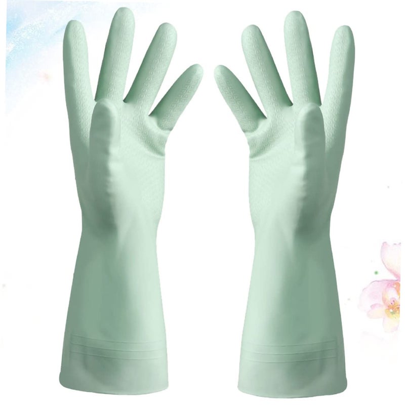 Green Kitchen Gloves With Cotton Lining For Working And Cleaning Size 9CM - Image 5