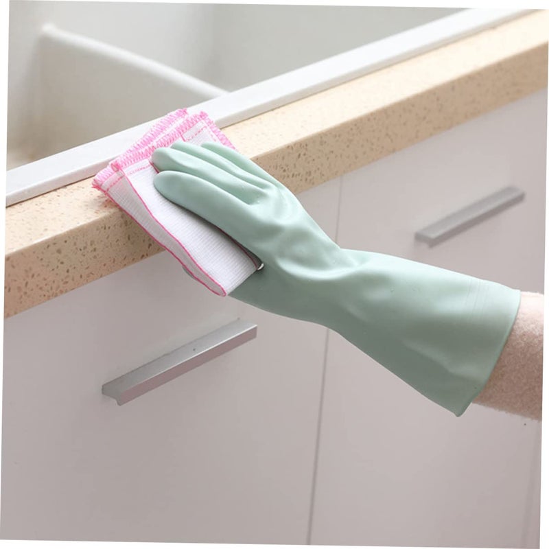 Green Kitchen Gloves With Cotton Lining For Working And Cleaning Size 9CM - Image 3
