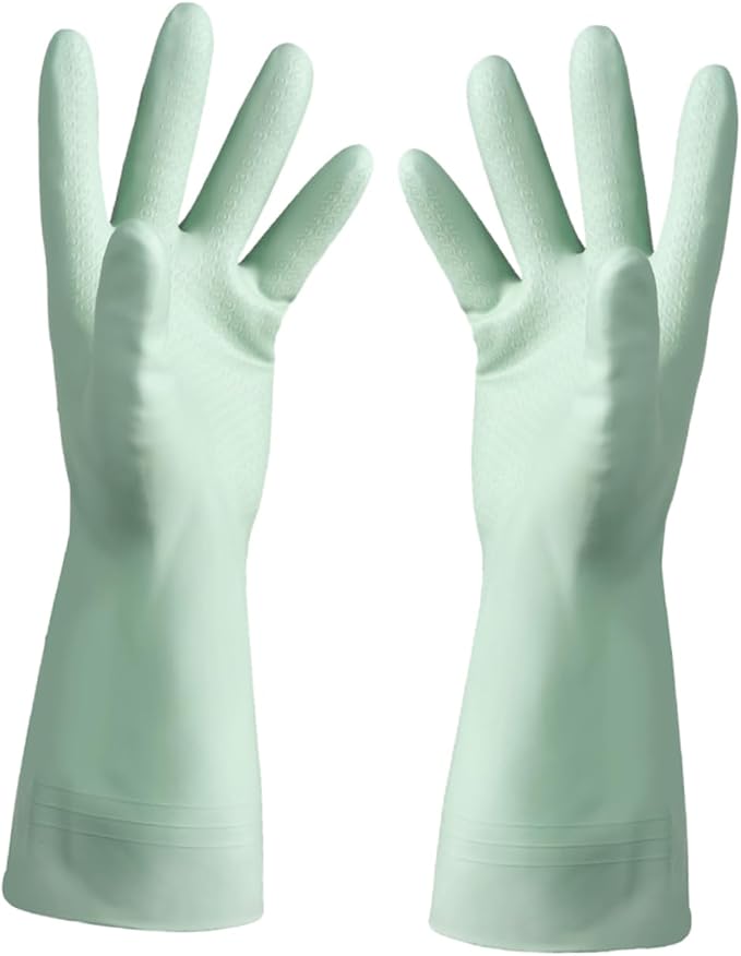 Green Kitchen Gloves With Cotton Lining For Working And Cleaning Size 9CM - Image 1
