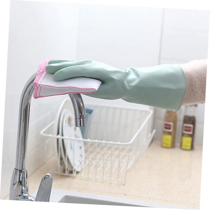 Green Kitchen Gloves With Cotton Lining For Working And Cleaning Size 9CM - Image 4
