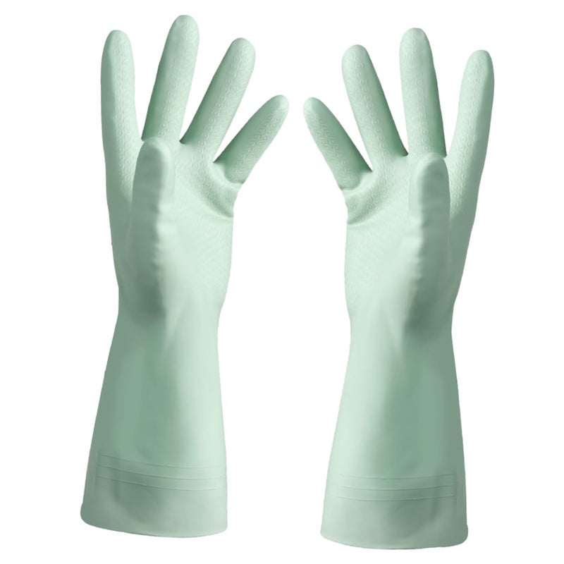 Green Kitchen Gloves With Cotton Lining For Working And Cleaning Size 9CM - Image 2