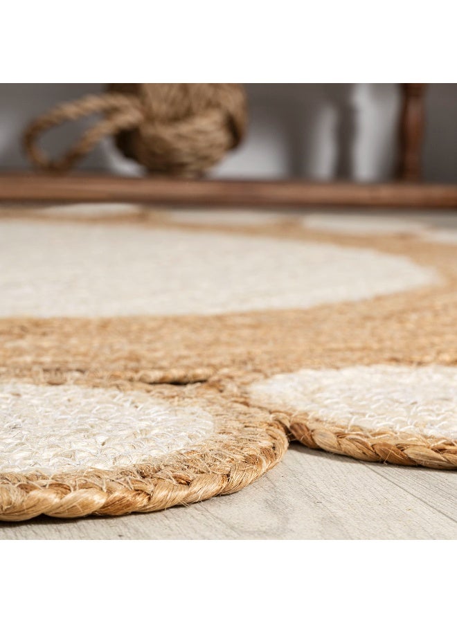 XICEN Hand-Braided Jute Area Rug 100*100cm, Bohemian Indoor Carpet, for Bedroom, Kitchen, Living Room, Home Decor - Image 5