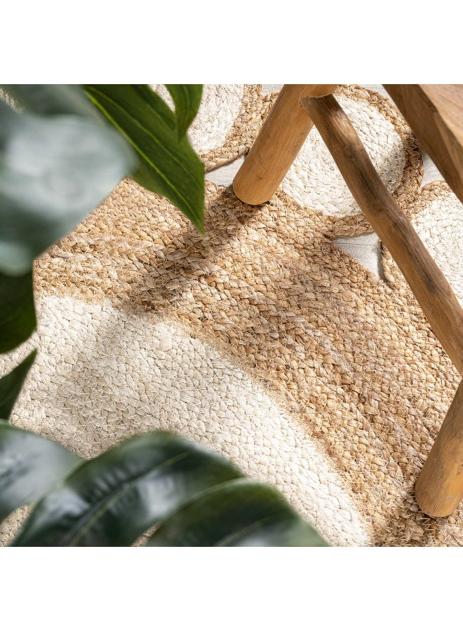 XICEN Hand-Braided Jute Area Rug 100*100cm, Bohemian Indoor Carpet, for Bedroom, Kitchen, Living Room, Home Decor - Image 4