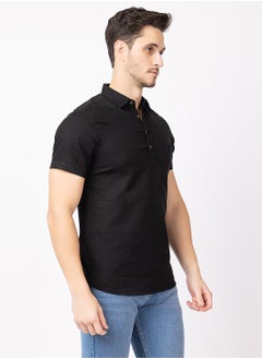 OCTAVE Octave Men's Linen-Cotton Knited T-Shirt,Black  - Image 5