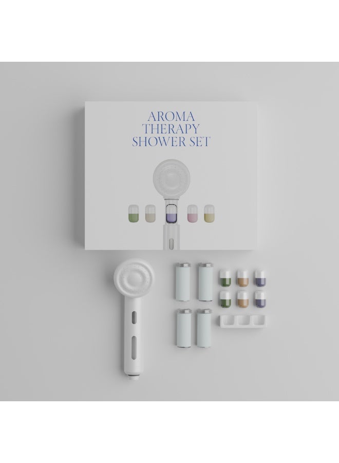 شفت فلتر للاستحمام مزود برأس دش مع نظام تنقية متطور لإزالة الكلور والصدأ مزود بكبسولات عطرية طبيعية يحمي الشعر والبشرة من الجفاف يحتوي على ٤ فلاتر نقية و٦ كبسولات سهلة التركيب - Image 1