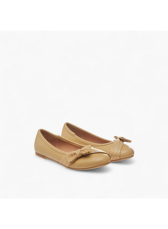 ميسي الصغيرة Girls Bow Accent Slip-On Ballerina Shoes