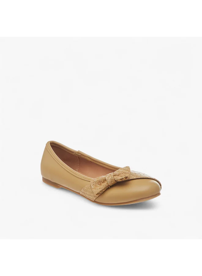 ميسي الصغيرة Girls Bow Accent Slip-On Ballerina Shoes