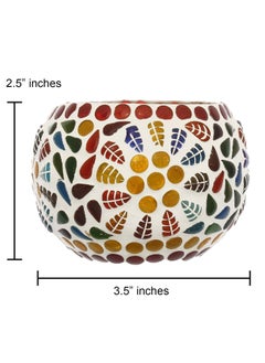 Webelkart WebelKart Set of 2 Mosaic Glass TeaLight Votive Candle Holder with Tea Light Candles for Living Room Table Home Decor Indoor Outdoor -Christmas Decorations Items (Multicolor, Glass)  - Image 4